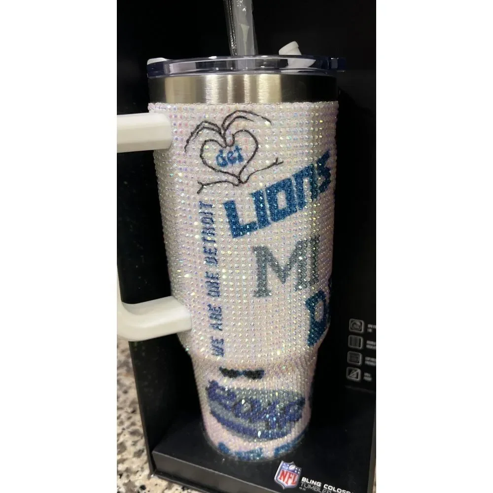 New Tumbler NFL Bling‎ Colossal Tumbler 46oz Detroit Lions